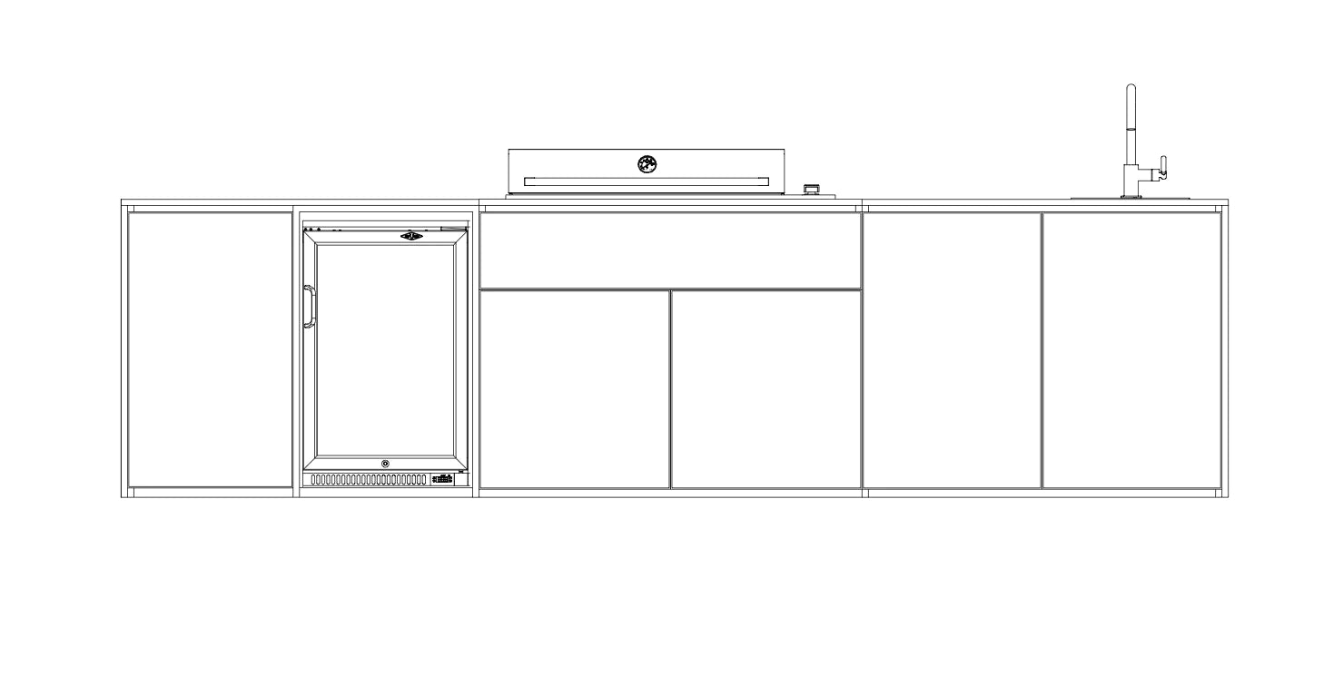 FrescoPro Boronia Outdoor Kitchen With Pro Line 6 Burner BBQ - Granite Top / ACP Doors - Nuovo Luxury