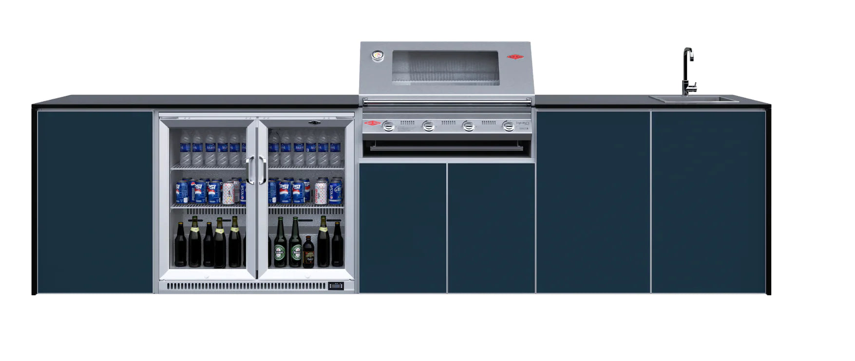 FrescoPro Fremantle Outdoor Kitchen With 7000P 4 Burner BBQ - Dekton Top / ACP Doors - Nuovo Luxury