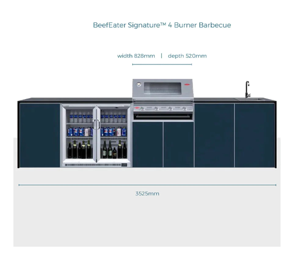 FrescoPro Fremantle Outdoor Kitchen With 7000P 4 Burner BBQ - Dekton Top / ACP Doors - Nuovo Luxury
