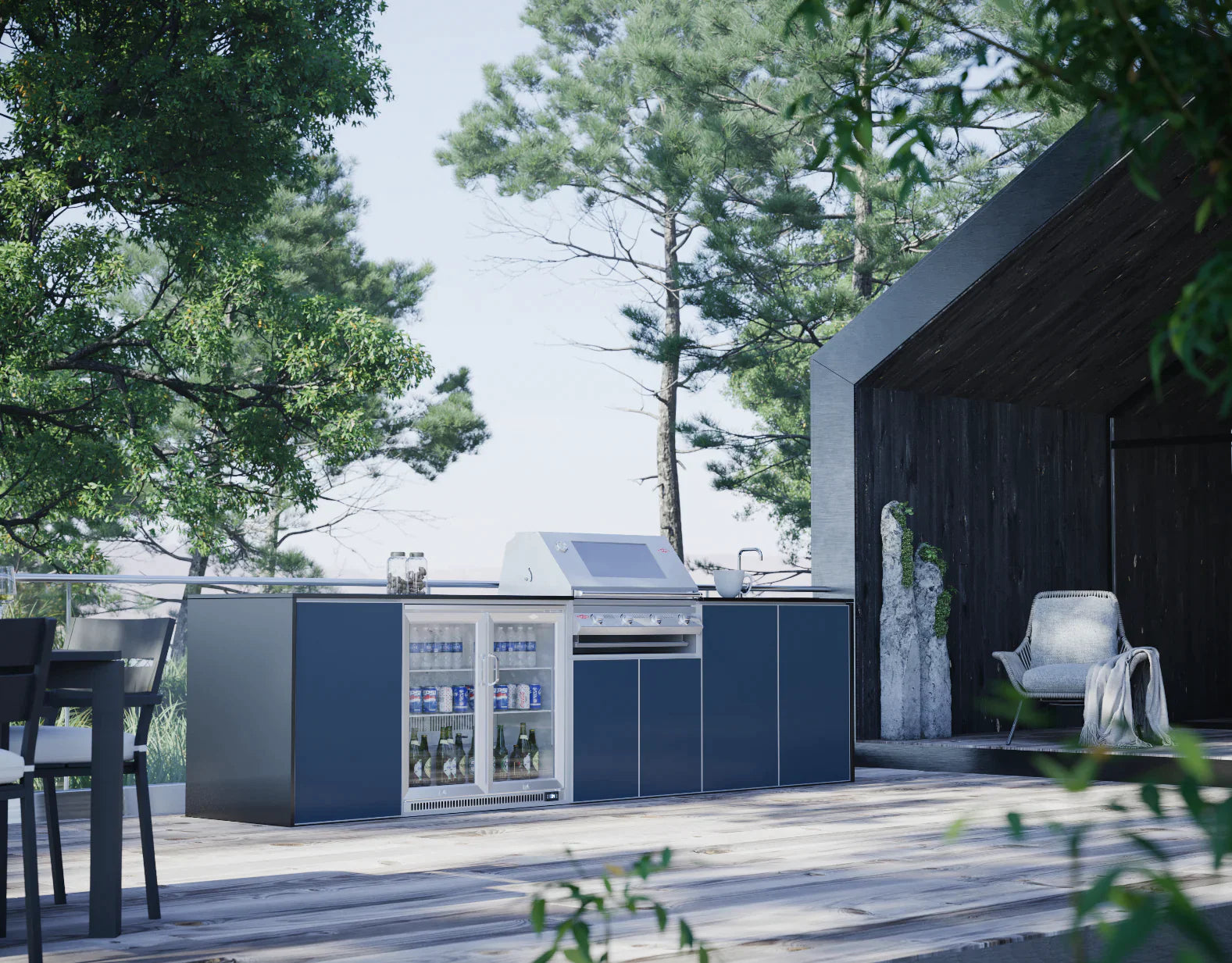 FrescoPro Fremantle Outdoor Kitchen With 7000P 4 Burner BBQ - Dekton Top / ACP Doors - Nuovo Luxury