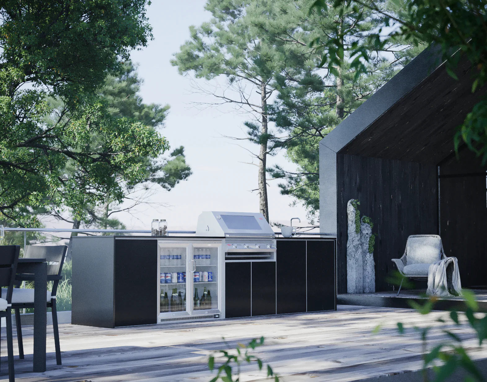 FrescoPro Fremantle Outdoor Kitchen With 7000P 4 Burner BBQ - Dekton Top / ACP Doors - Nuovo Luxury