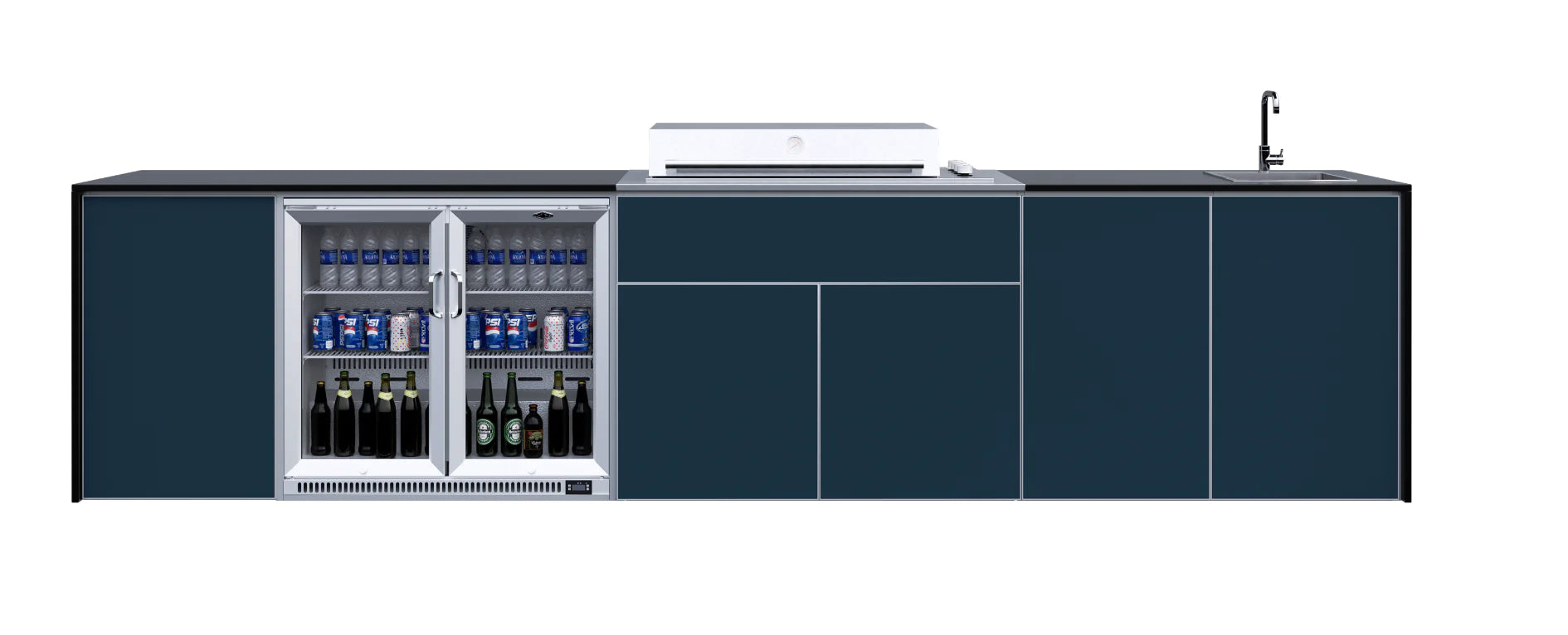 FrescoPro Fremantle Outdoor Kitchen With Pro Line 6 Burner BBQ - Granite Top / ACP Doors - Nuovo Luxury