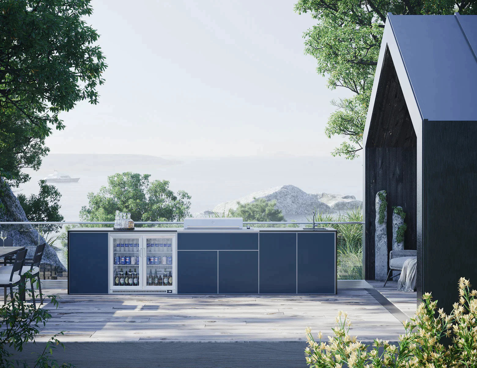 FrescoPro Fremantle Outdoor Kitchen With Pro Line 6 Burner BBQ - Dekton Top / Dekton Doors - Nuovo Luxury