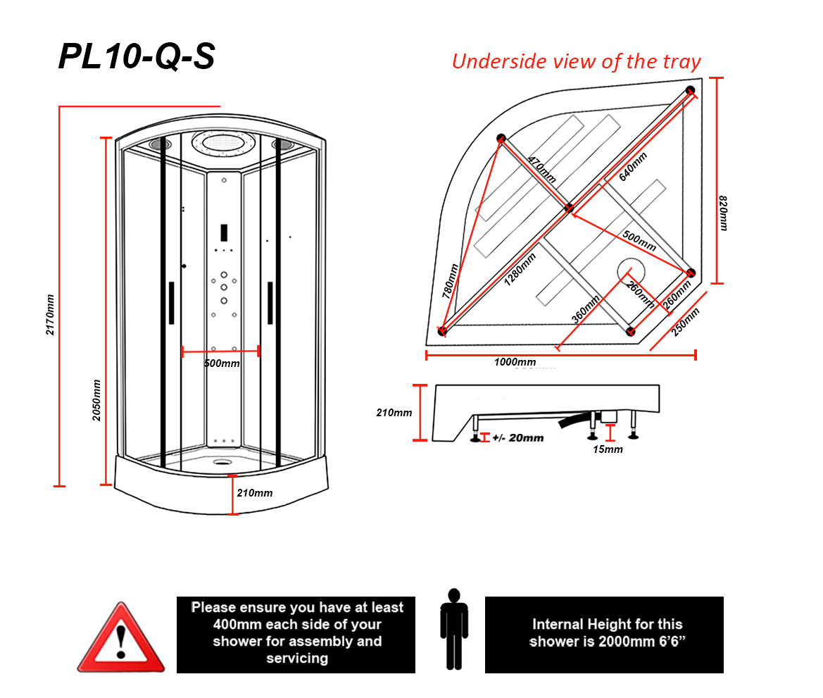 Platinum Steam Shower 1000x1000mm - Chrome Frame / Clear Glass