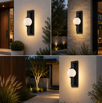 Orb Outdoor Wall Light – Warm White Aluminium Garden Wall Lamp