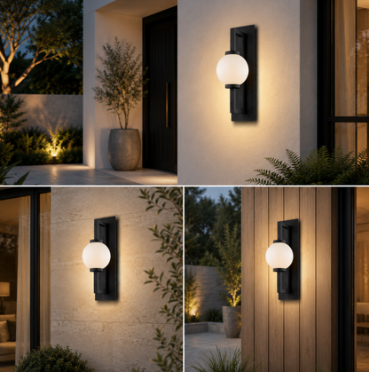 Orb Outdoor Wall Light – Warm White Aluminium Garden Wall Lamp