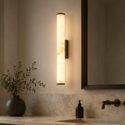 Linea Linear Wall Light – Copper & Natural Stone