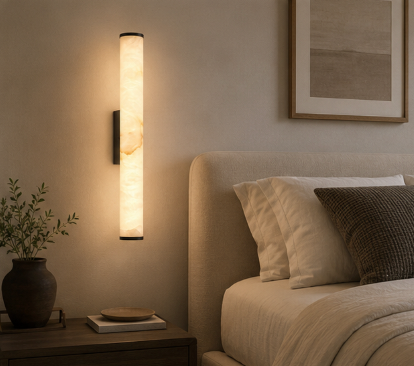 Linea Linear Wall Light – Copper & Natural Stone