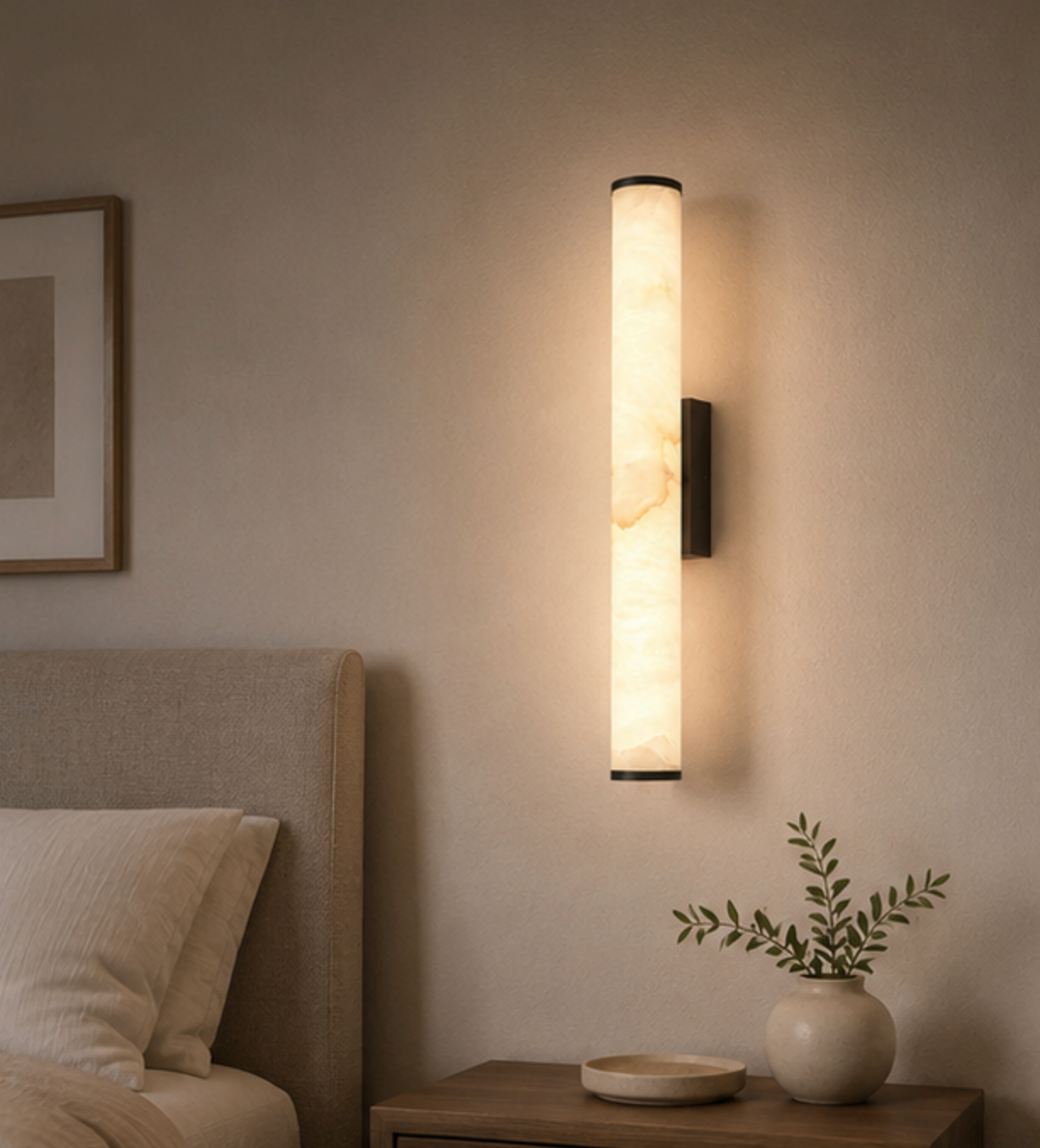 Linea Linear Wall Light – Copper & Natural Stone