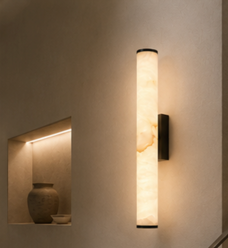 Linea Linear Wall Light – Copper & Natural Stone