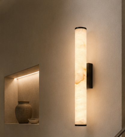 Linea Linear Wall Light – Copper & Natural Stone