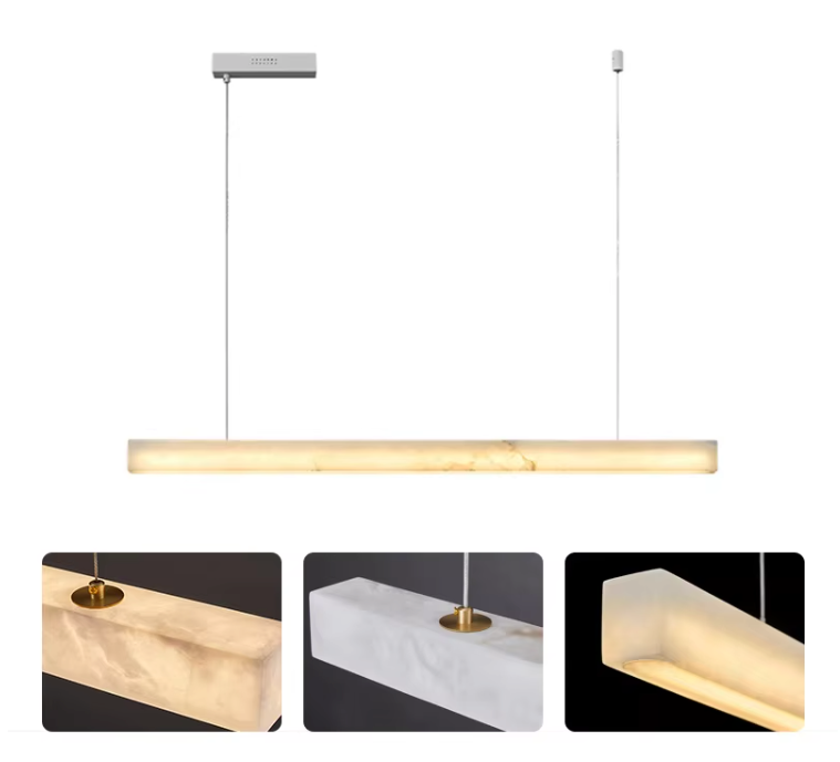 Meridian Linear Pendant Light – Alabaster-Effect Stone