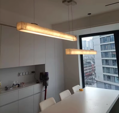 Meridian Linear Pendant Light – Alabaster-Effect Stone