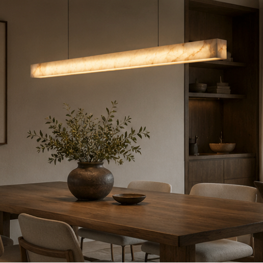Meridian Linear Pendant Light – Alabaster-Effect Stone