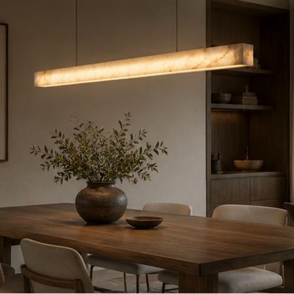 Meridian Linear Pendant Light – Alabaster-Effect Stone