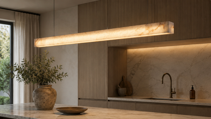 Meridian Linear Pendant Light – Alabaster-Effect Stone