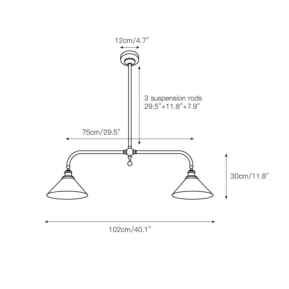 Hartwell pendant light detail showing solid brass body