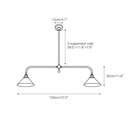 Hartwell brass island pendant 120cm size reference