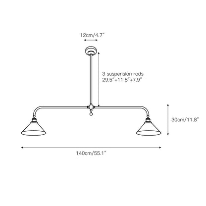 Hartwell brass island pendant 140cm size reference