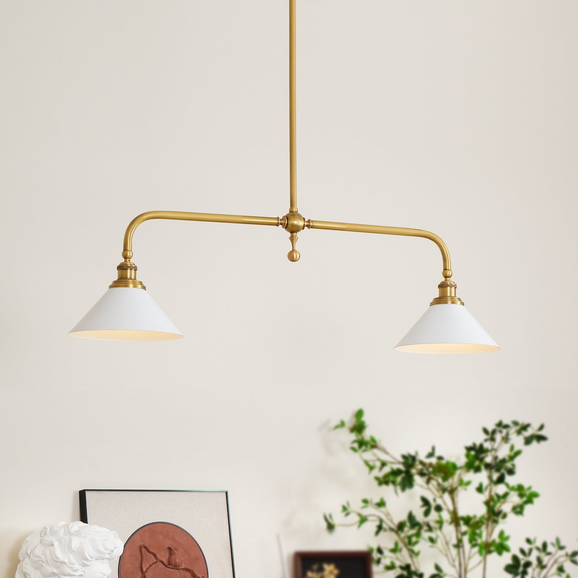 Hartwell brass pendant shade close up