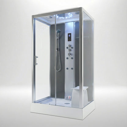 Platinum steam shower 1050x850mm chrome frame with anthracite matte back wall