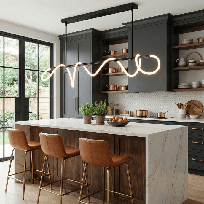 Aurelia Wave LED Linear Pendant Light – Modern Designer Chandelier - Nuovo Luxury - Lighting