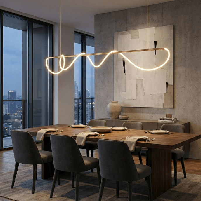 Aurelia Wave LED Linear Pendant Light – Modern Designer Chandelier - Nuovo Luxury - Lighting
