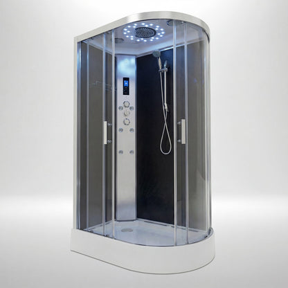 Platinum shower cabin 1200x800mm chrome frame with black carbon back wall