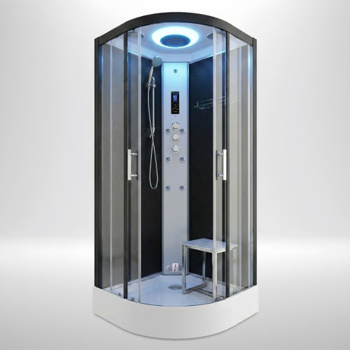 Premium Steam Shower 800x800mm - Black Frame / Clear Glass