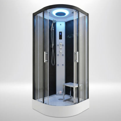 Premium Steam Shower 800x800mm - Black Frame / Clear Glass