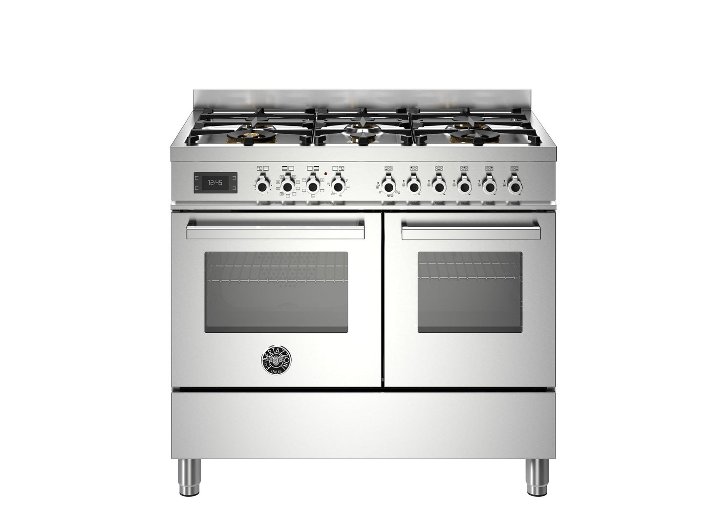 Bertazzoni Professional 100cm Range Cooker Twin Oven Dual Fuel Gloss Stainless Steel - Nuovo Luxury - Range Cooker