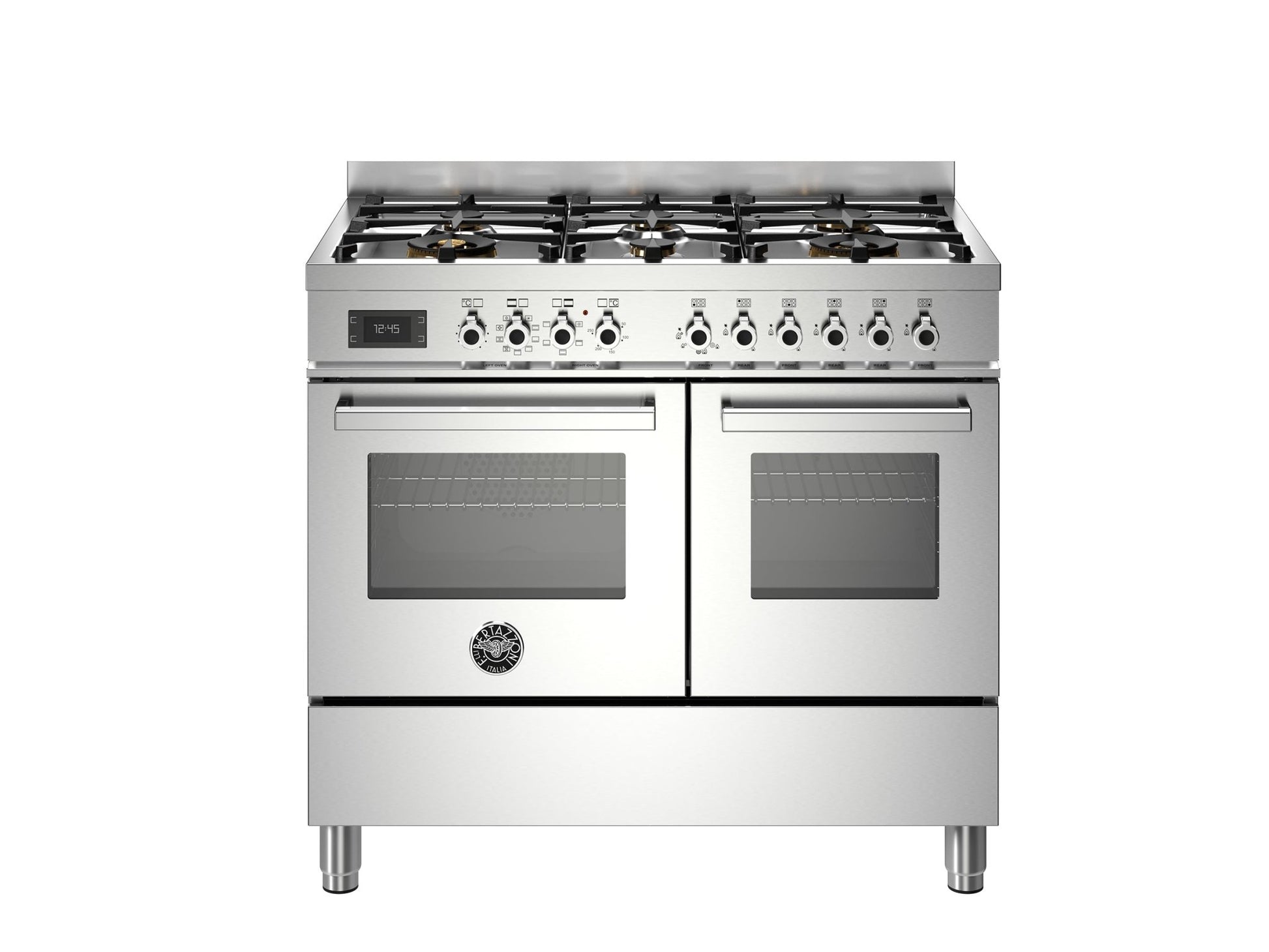 Bertazzoni Professional 100cm Range Cooker Twin Oven Dual Fuel Gloss Stainless Steel - Nuovo Luxury - Range Cooker