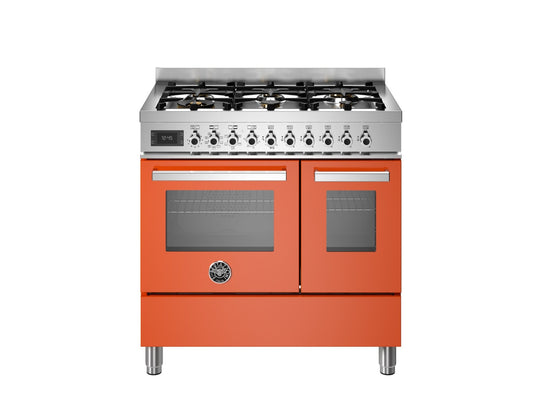 Bertazzoni Professional 90cm Range Cooker Twin Oven Dual Fuel Orange - Nuovo Luxury - Range Cooker