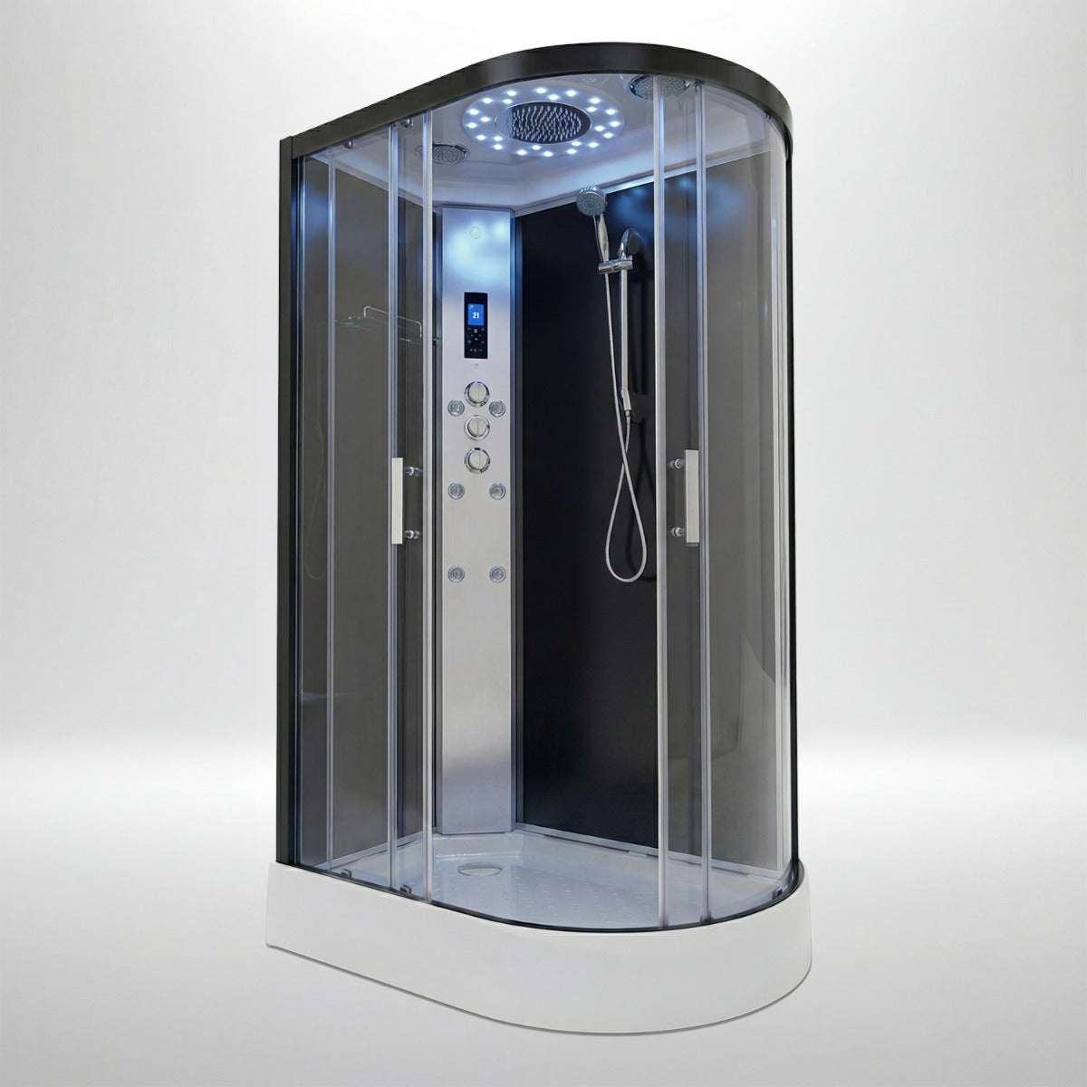 Platinum shower cabin 1200x800mm black frame with black matte back wall