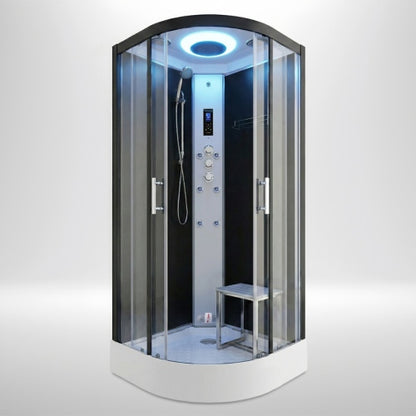 Premium Steam Shower 800x800mm - Black Frame / Clear Glass