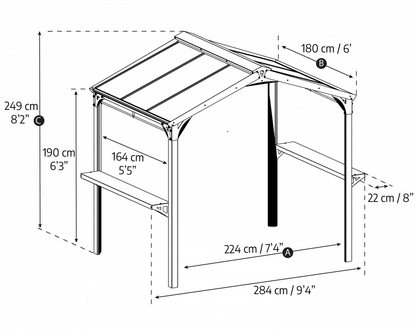 Canopia by Palram Austin 6ft x 8ft Outdoor BBQ Gazebo - Nuovo Luxury - Canopies & Gazebos