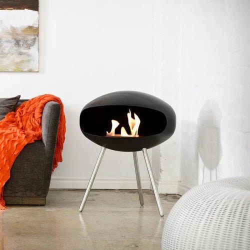Cocoon Terra Smokeless Bioethanol Fire Matte Black with Steel Legs - Nuovo Luxury - Cocoon Fireplace