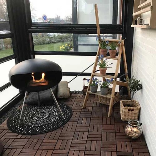 Cocoon Terra Smokeless Bioethanol Fire Matte Black with Steel Legs - Nuovo Luxury - Cocoon Fireplace