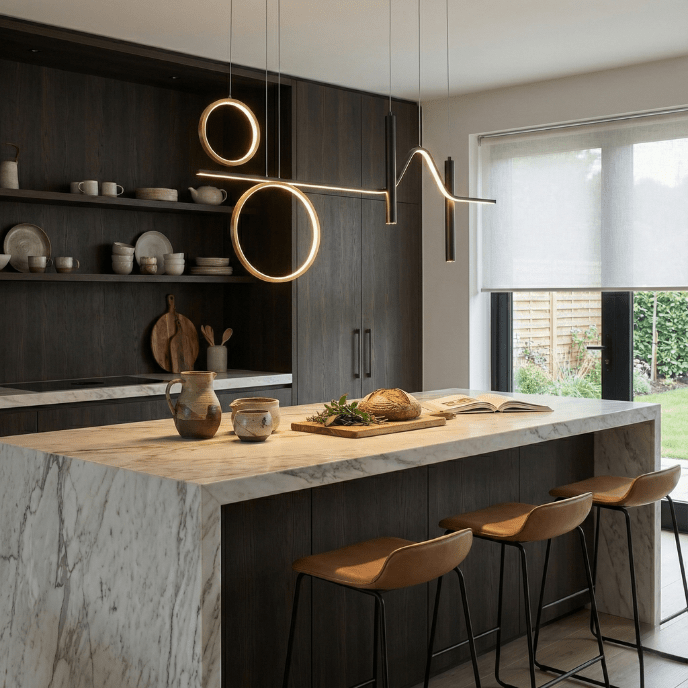 Contempo Wave & Ring LED Pendant Light – Luxury Dimmable Design - Nuovo Luxury - 