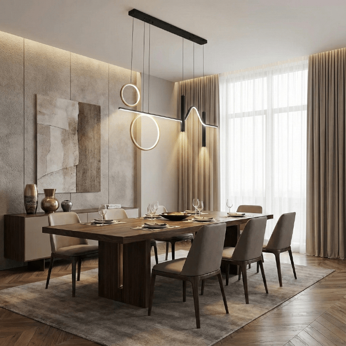 Contempo Wave & Ring LED Pendant Light – Luxury Dimmable Design - Nuovo Luxury - 