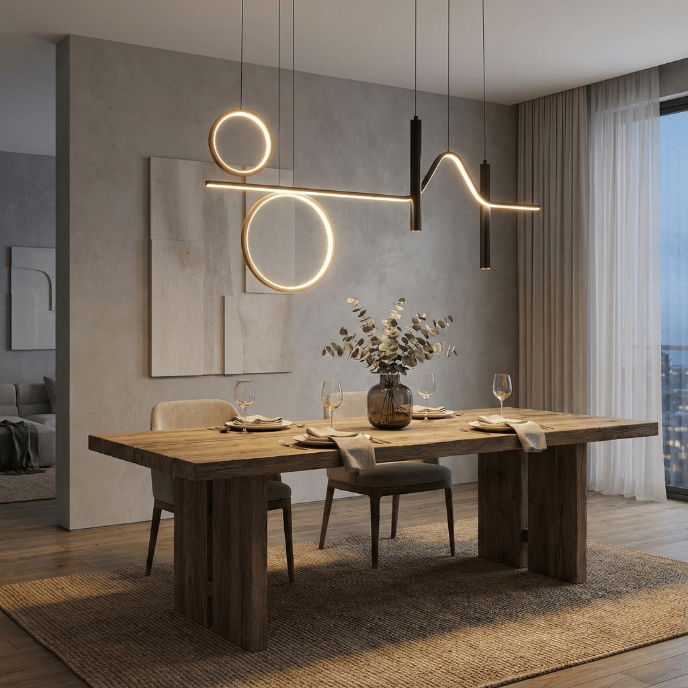Contempo Wave & Ring LED Pendant Light – Luxury Dimmable Design - Nuovo Luxury - 