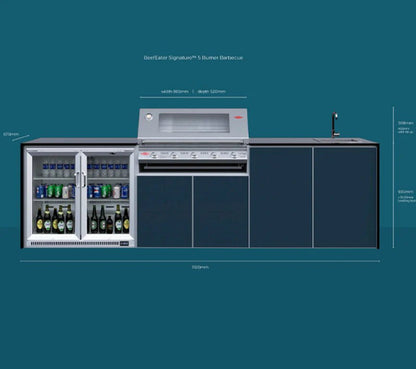FrescoPro Augusta Outdoor Kitchen With 7000P 5 Burner BBQ - Dekton Top / Dekton Doors - Nuovo Luxury - Outdoor Kitchen