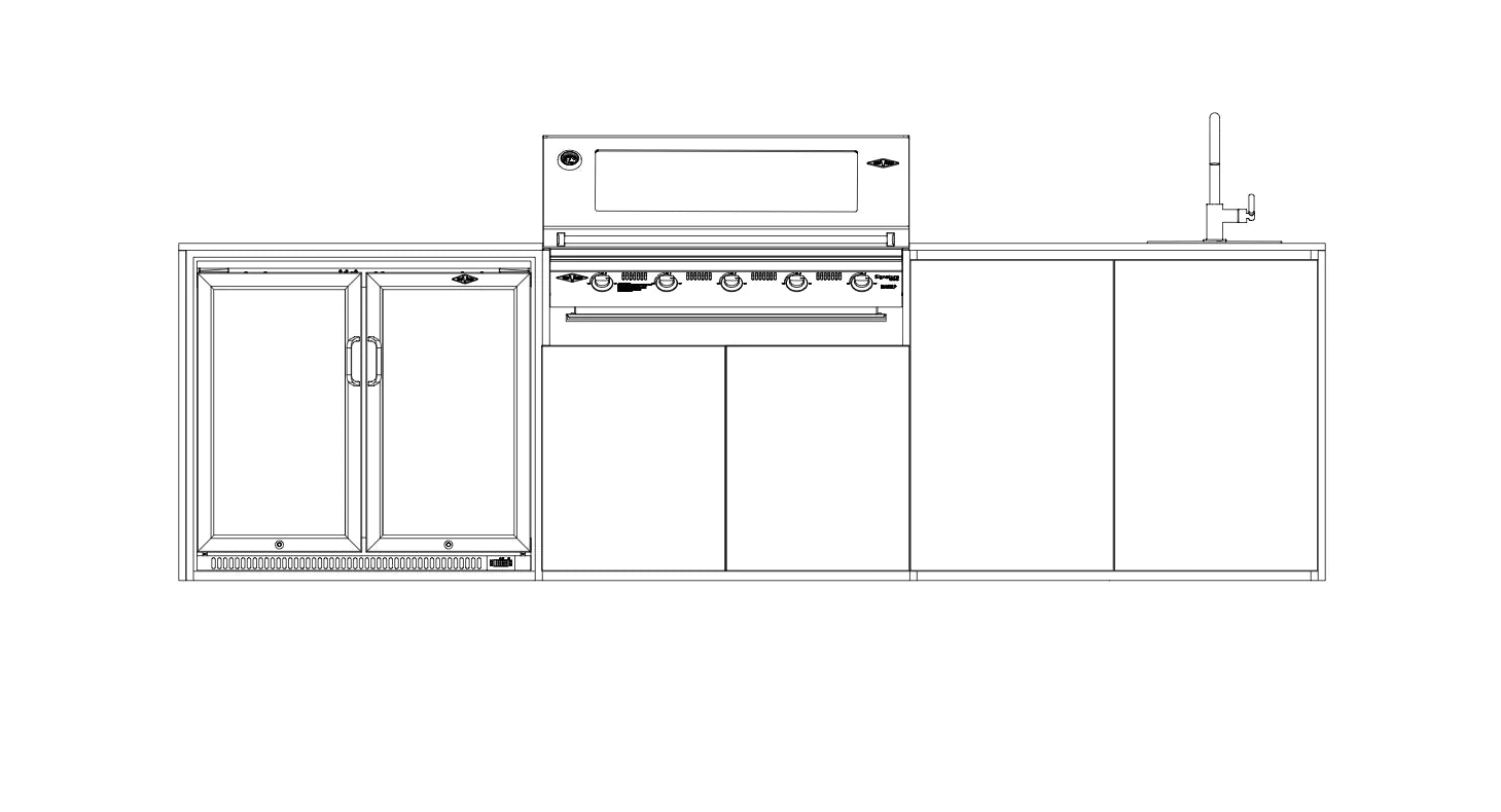 FrescoPro Augusta Outdoor Kitchen With 7000P 5 Burner BBQ - Dekton Top / Dekton Doors - Nuovo Luxury - Outdoor Kitchen