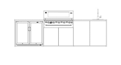 FrescoPro Augusta Outdoor Kitchen With 7000P 5 Burner BBQ - Granite Top / ACP Doors - Nuovo Luxury - Outdoor Kitchen