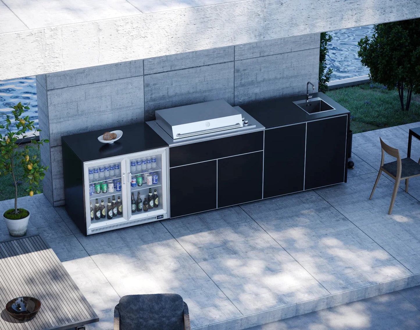 FrescoPro Augusta Outdoor Kitchen With Pro Line 6 Burner BBQ - Dekton Top / ACP Doors - Nuovo Luxury - Outdoor Kitchen