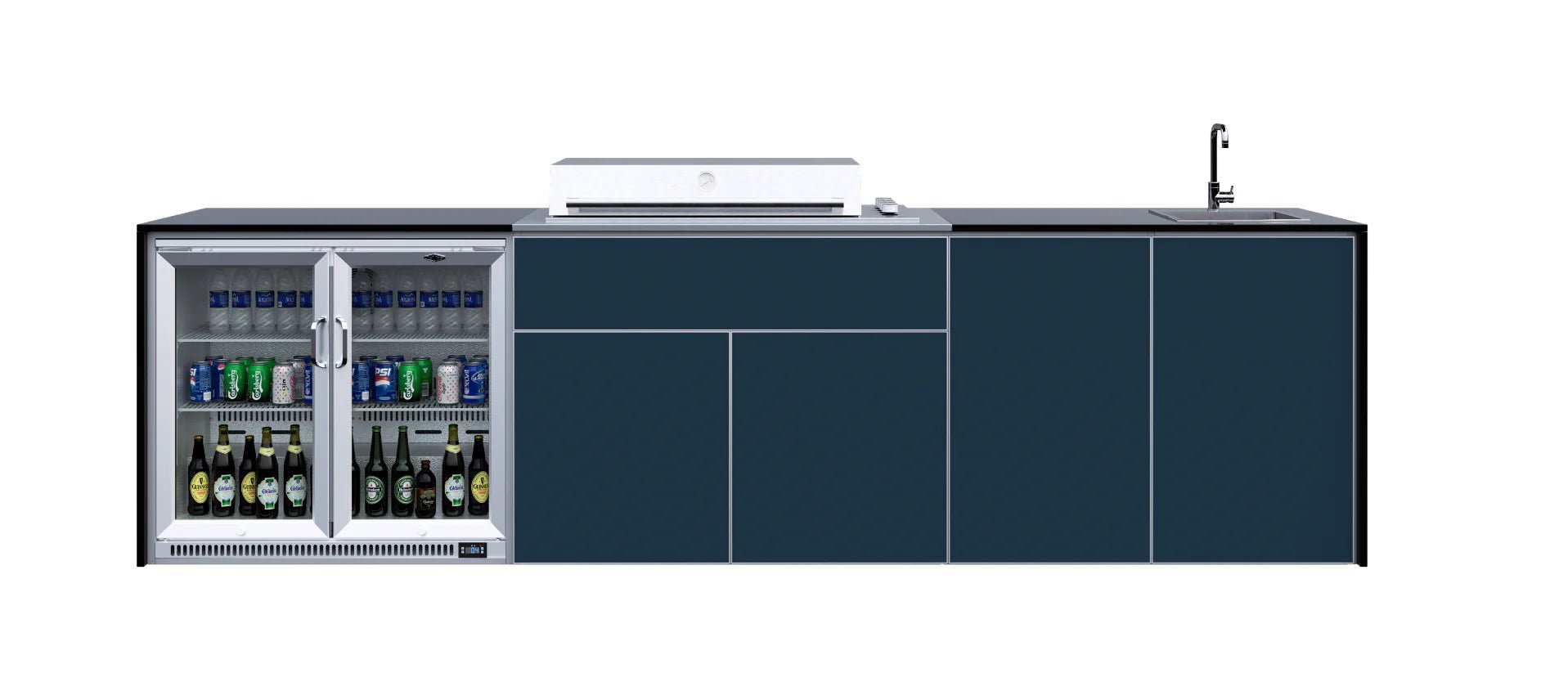 FrescoPro Augusta Outdoor Kitchen With Pro Line 6 Burner BBQ - Granite Top / ACP Doors - Nuovo Luxury - Outdoor Kitchen