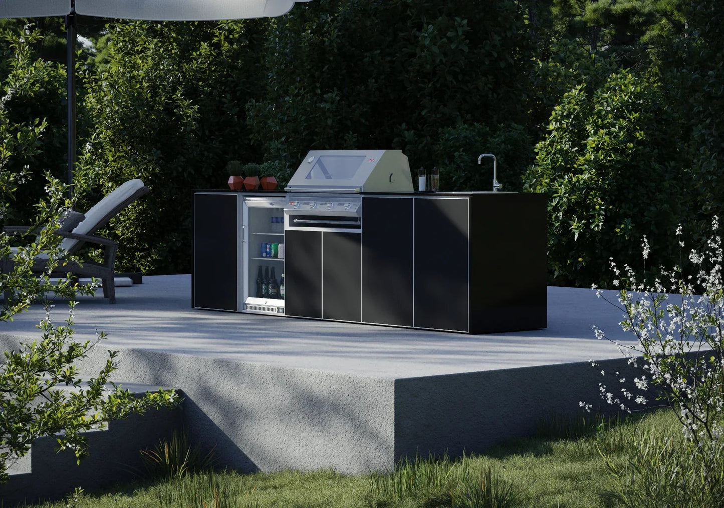 FrescoPro Boronia Outdoor Kitchen With 7000P 4 Burner BBQ - Dekton Top / ACP Doors - Nuovo Luxury - Outdoor Kitchen
