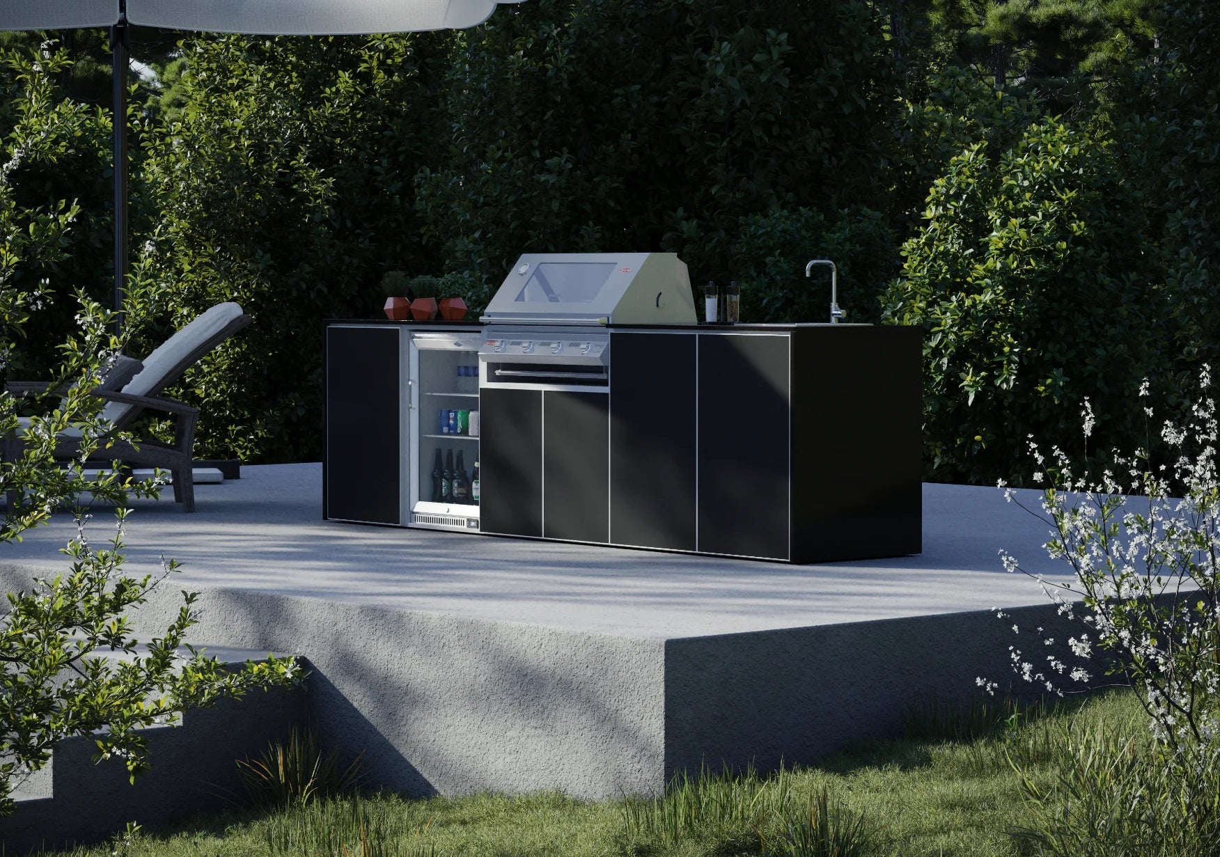 FrescoPro Boronia Outdoor Kitchen With 7000P 4 Burner BBQ - Granite Top / ACP Doors - Nuovo Luxury - Outdoor Kitchen