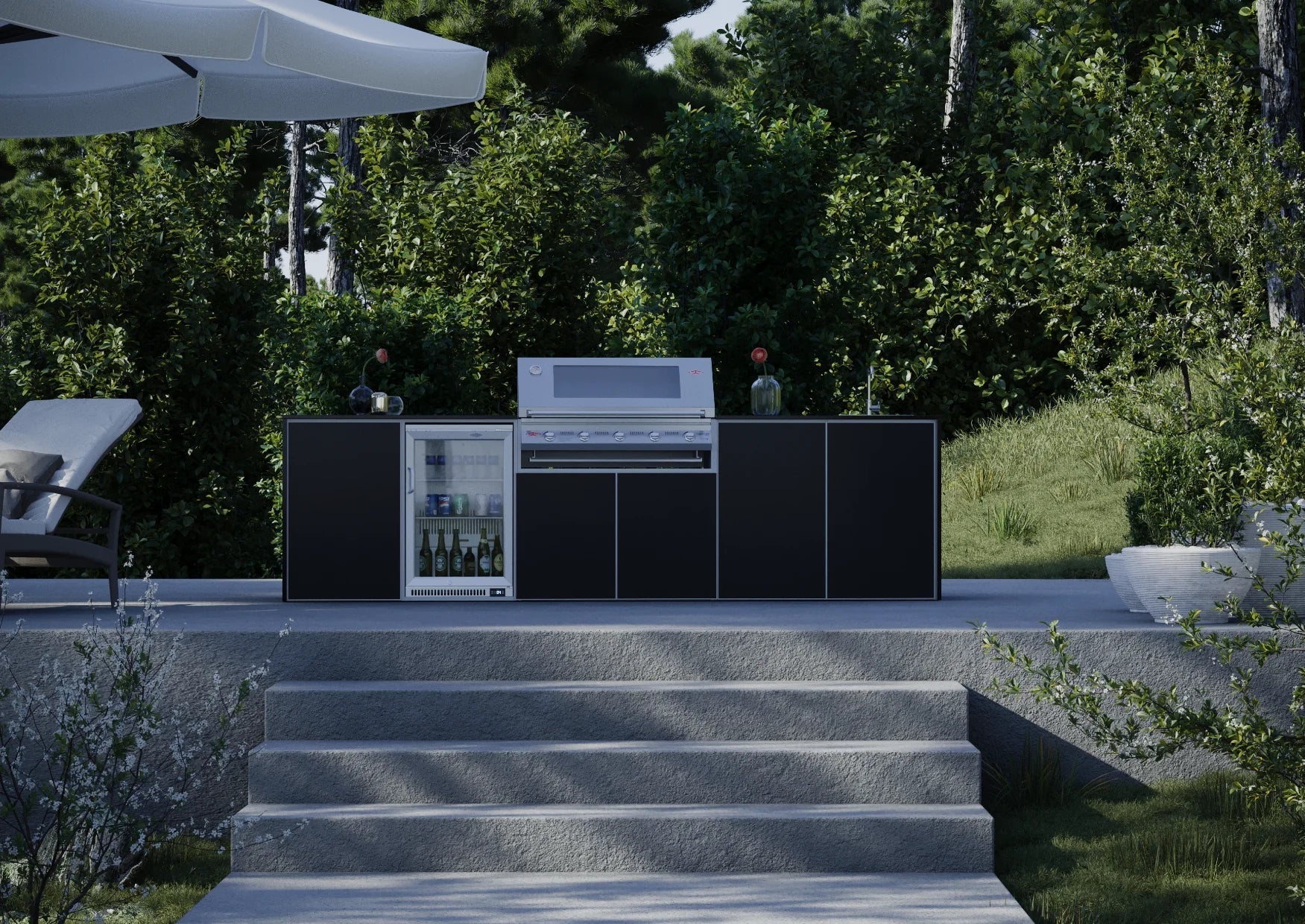 FrescoPro Boronia Outdoor Kitchen With 7000P 5 Burner BBQ - Dekton Top / ACP Doors - Nuovo Luxury - Outdoor Kitchen