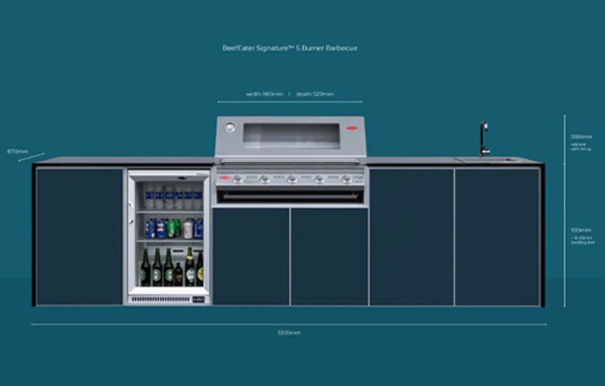 FrescoPro Boronia Outdoor Kitchen With 7000P 5 Burner BBQ - Granite Top / ACP Doors - Nuovo Luxury - Outdoor Kitchen